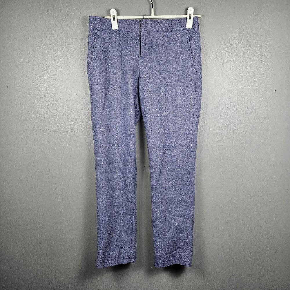 Banana Republic Ryan Flannel Wool Blend‎ Pants Blue Petite 2P Herringbone Dress